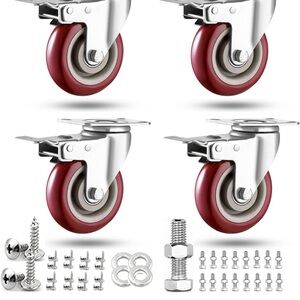 4 inch Casters Load 2400lbs -Includes 2 Sets of Adaptive Screws Lockable Bearing